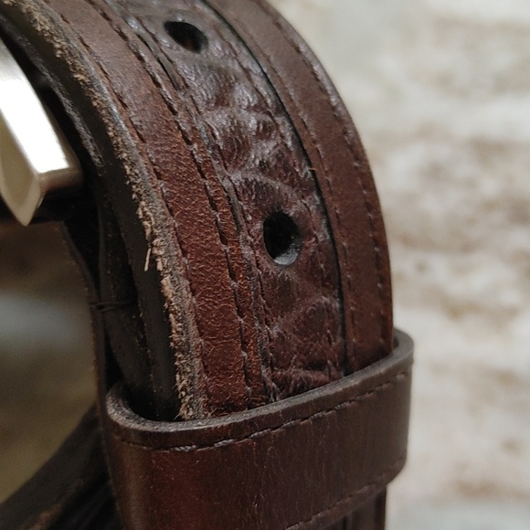 Men's Lejon Bison Leather Belt Dark Brown Size 46 - Picture 2 of 11